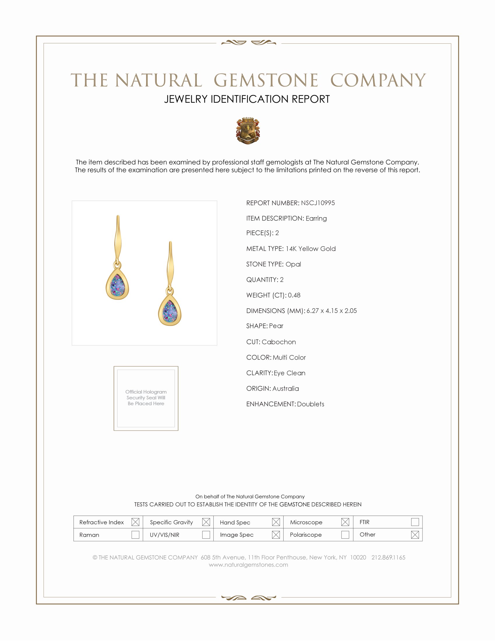 0.48 Ct.Tw. Multi Color Opal Bezel Earrings, 14K Yellow Gold
