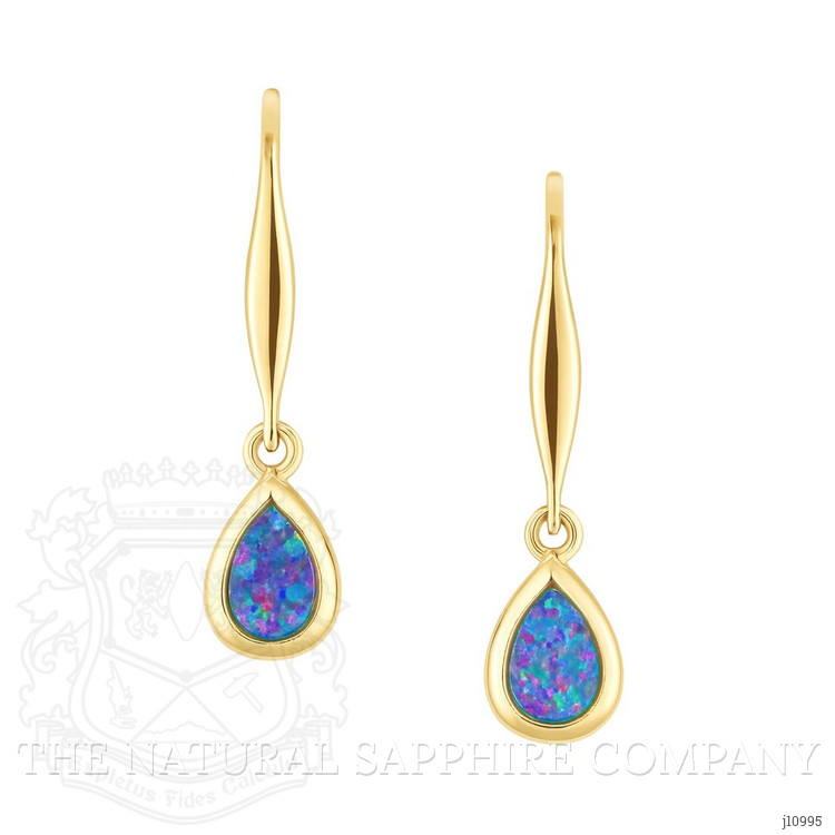 0.48 Ct.Tw. Opal Bezel Earrings, 14K Yellow Gold