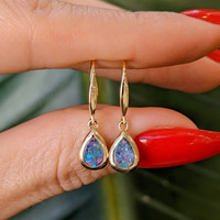 0.48 Ct.Tw. Opal Bezel Earrings, 14K Yellow Gold Image