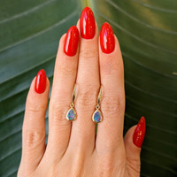 0.48 Ct.Tw. Opal Bezel Earrings, 14K Yellow Gold Life Style