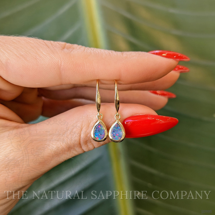 0.48 Ct.Tw. Opal Bezel Earrings, 14K Yellow Gold