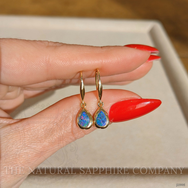 0.48 Ct.Tw. Opal Bezel Earrings, 14K Yellow Gold