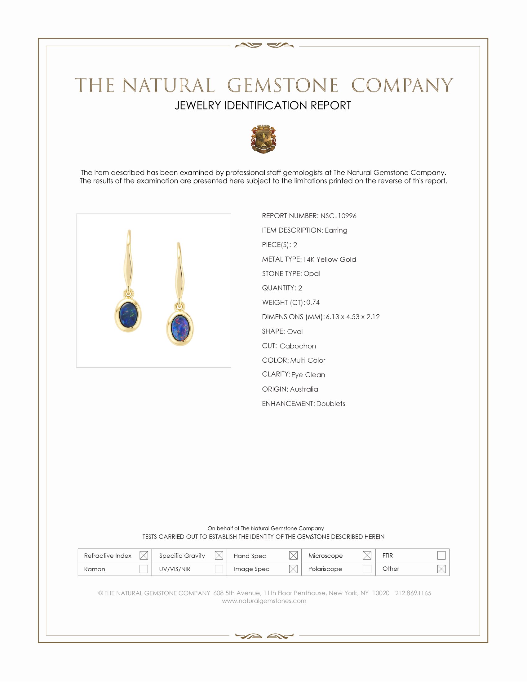 0.74 Ct.Tw. Multi Color Opal Bezel Earrings, 14K Yellow Gold