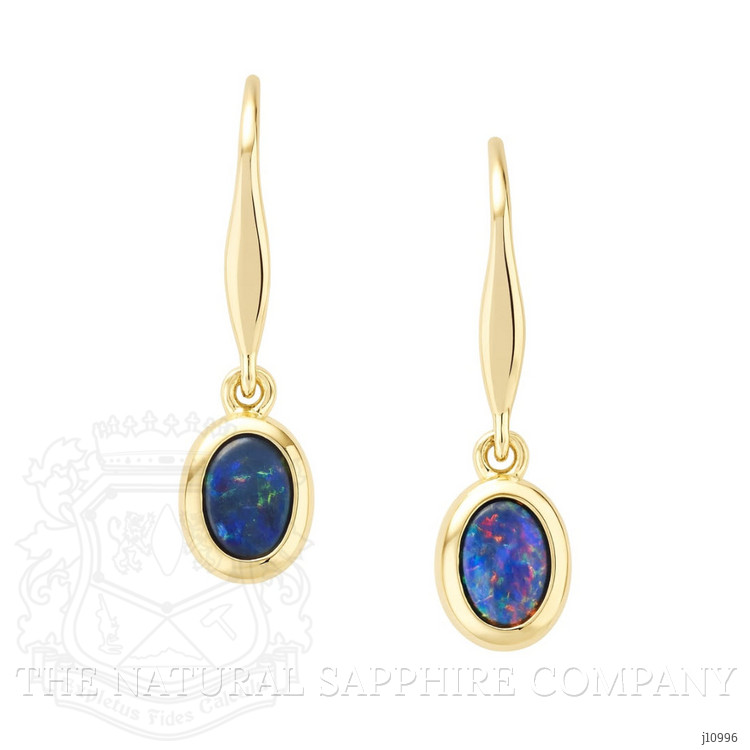 0.74 Ct.Tw. Opal Bezel Earrings, 14K Yellow Gold
