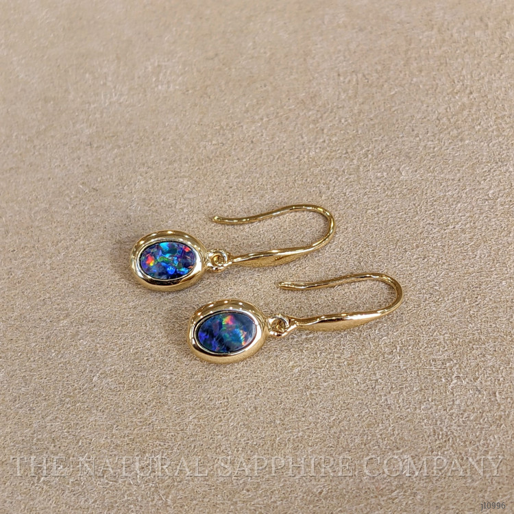 0.74 Ct.Tw. Opal Bezel Earrings, 14K Yellow Gold