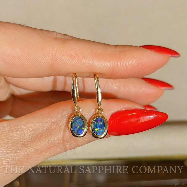 0.74 Ct.Tw. Opal Bezel Earrings, 14K Yellow Gold