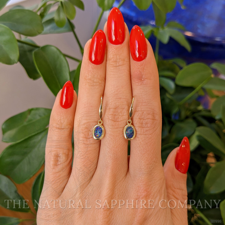 0.74 Ct.Tw. Opal Bezel Earrings, 14K Yellow Gold