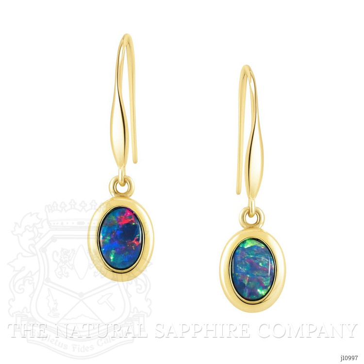 0.74 Ct.Tw. Opal Bezel Earrings, 14K Yellow Gold