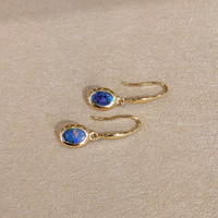 0.74 Ct.Tw. Opal Bezel Earrings, 14K Yellow Gold Image