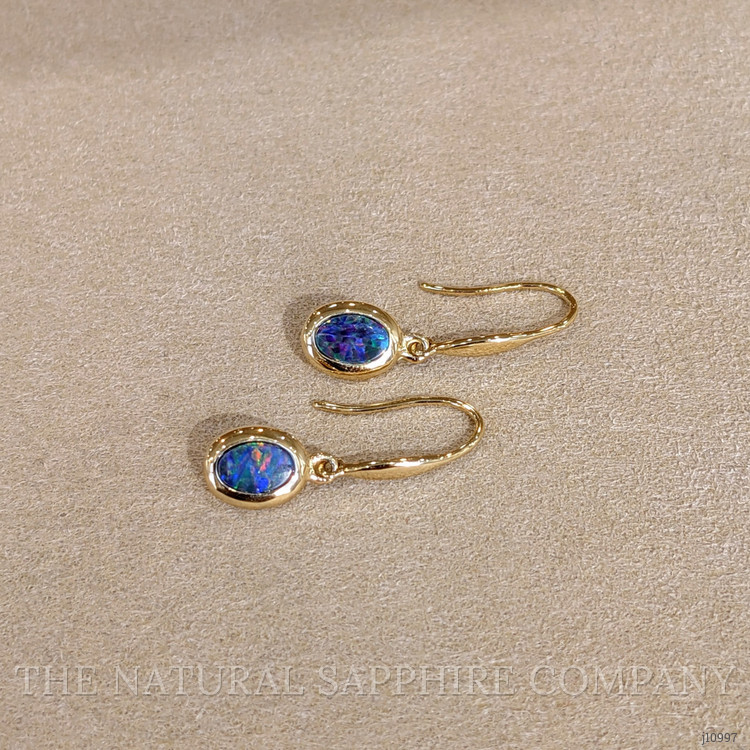 0.74 Ct.Tw. Opal Bezel Earrings, 14K Yellow Gold