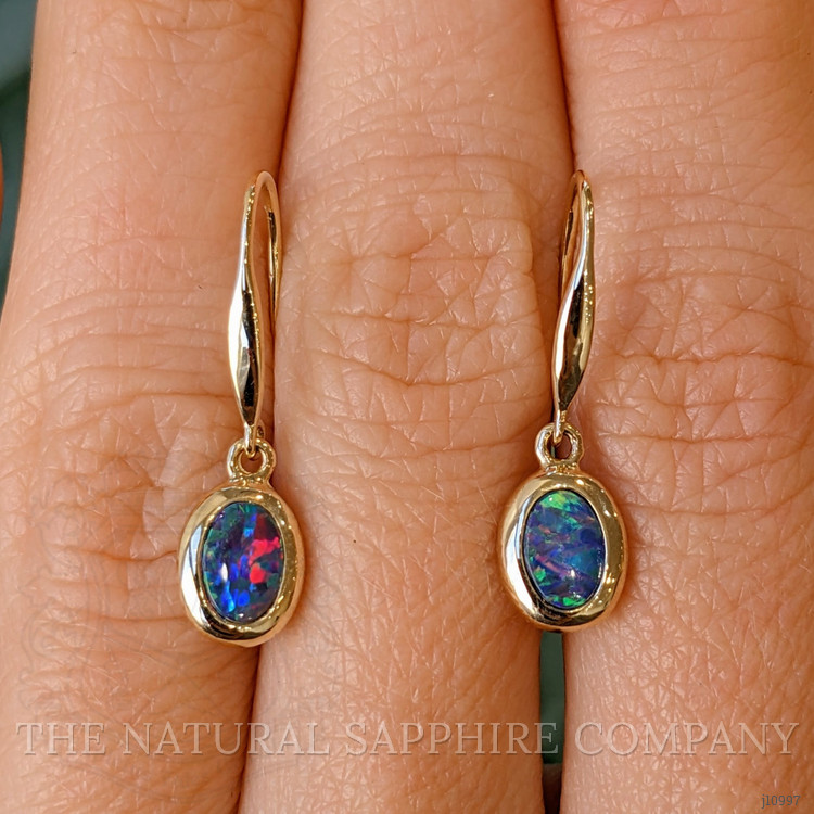 0.74 Ct.Tw. Opal Bezel Earrings, 14K Yellow Gold