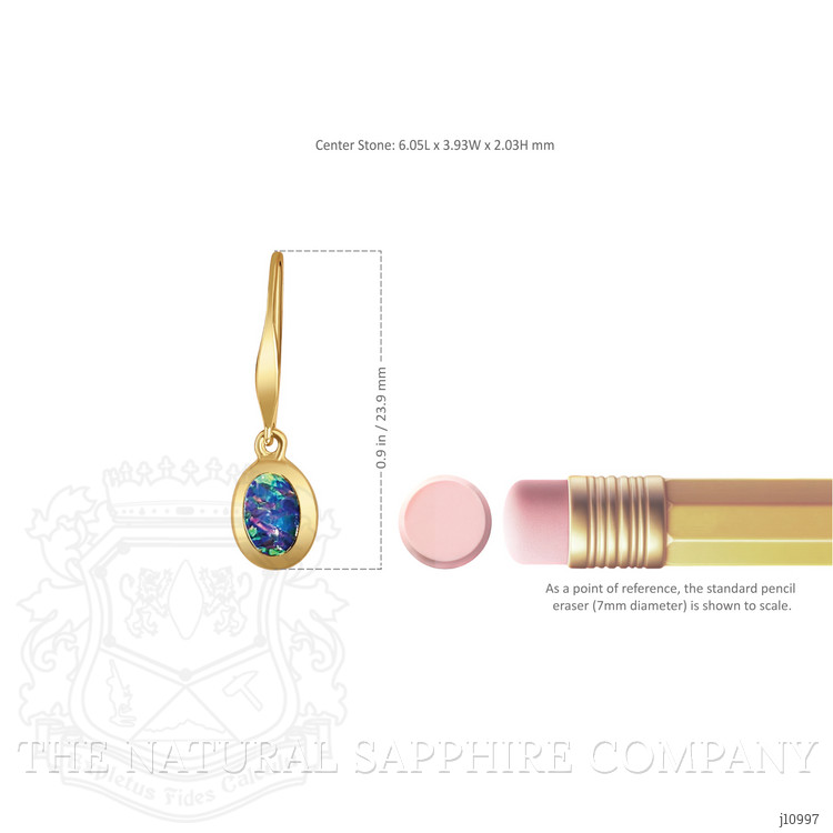 0.74 Ct.Tw. Opal Bezel Earrings, 14K Yellow Gold