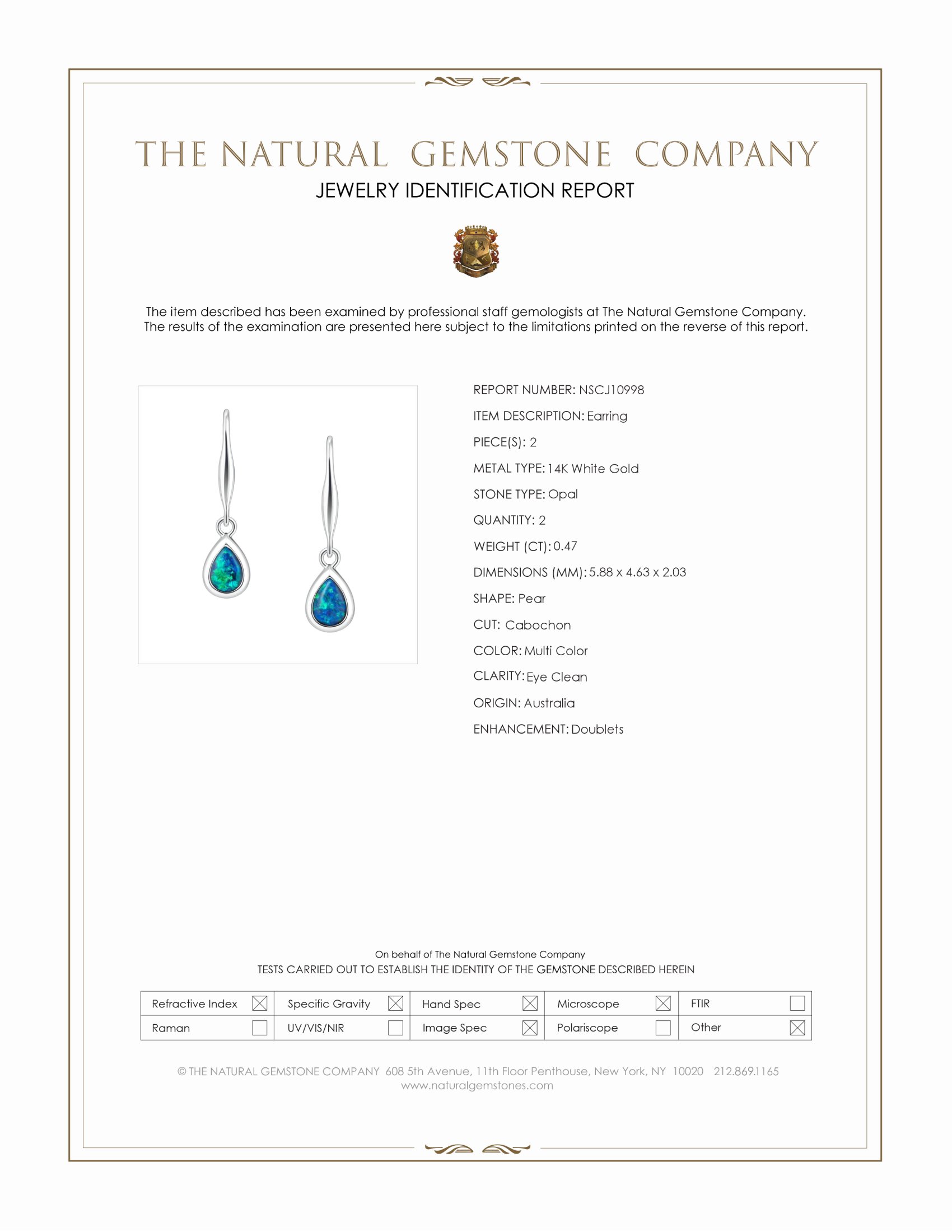 0.47 Ct.Tw. Multi Color Opal Bezel Earrings, 14K White Gold
