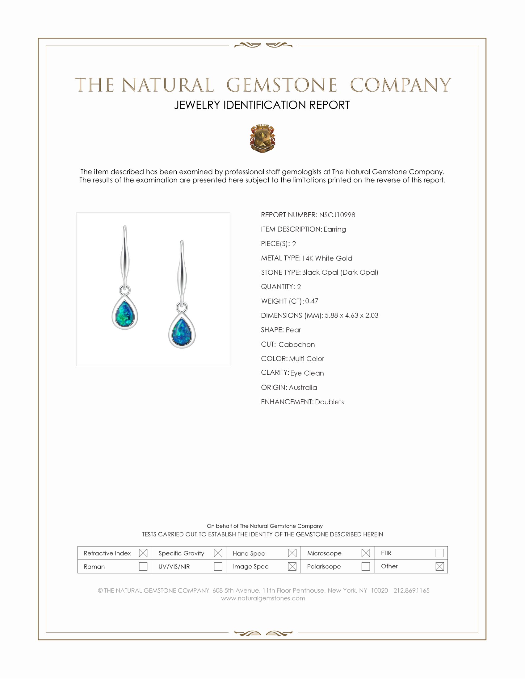 0.47 Ct.Tw. Multi Color Black Opal (Dark Opal) Bezel Earrings, 14K White Gold