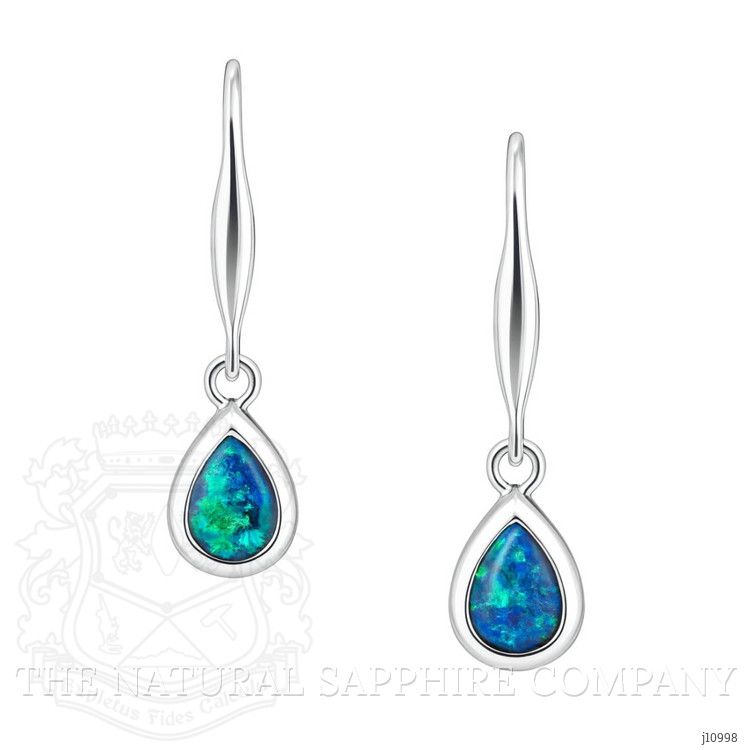 0.47 Ct.Tw. Opal Bezel Earrings, 14K White Gold