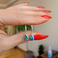 0.47 Ct.Tw.Total Carat Weight Opal Bezel Earrings, 14K White Gold Life Style