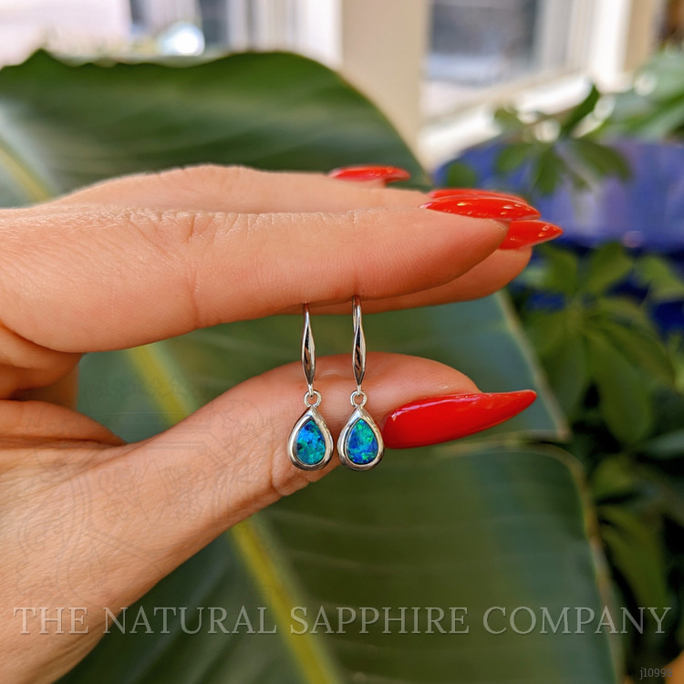 0.47 Ct.Tw. Opal Bezel Earrings, 14K White Gold