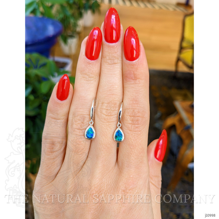 0.47 Ct.Tw. Opal Bezel Earrings, 14K White Gold