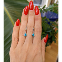 0.47 Ct.Tw. Opal Bezel Earrings, 14K White Gold Life Style