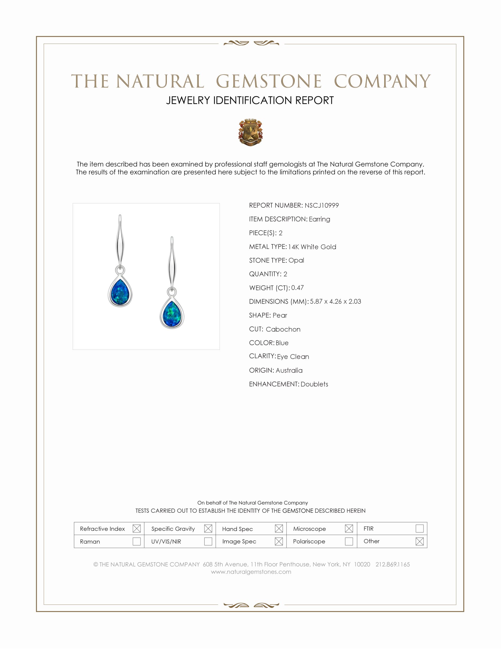 0.47 Ct.Tw. Blue Opal Bezel Earrings, 14K White Gold