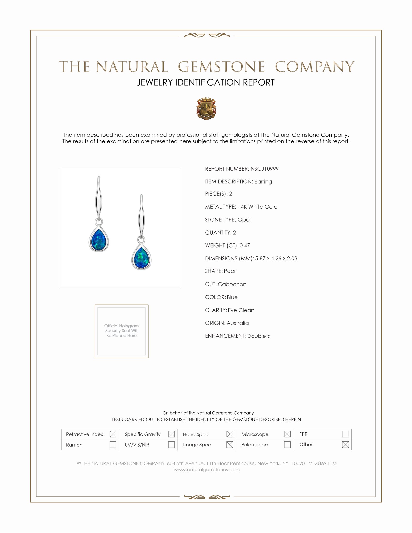 0.47 Ct.Tw. Opal Bezel Earrings, 14K White Gold