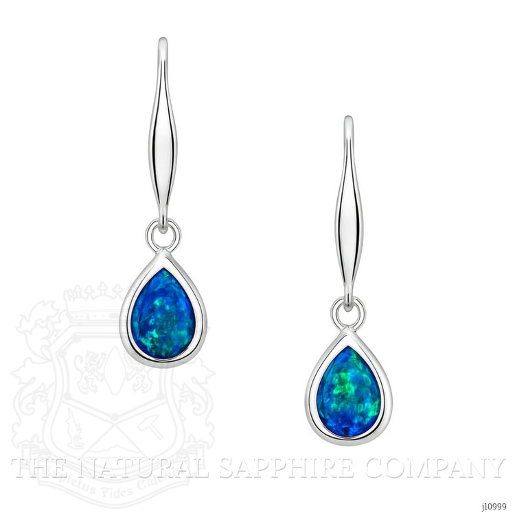 0.47 Ct.Tw. Opal Bezel Earrings, 14K White Gold