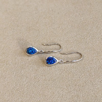0.47 Ct.Tw.Total Carat Weight Opal Bezel Earrings, 14K White Gold Image