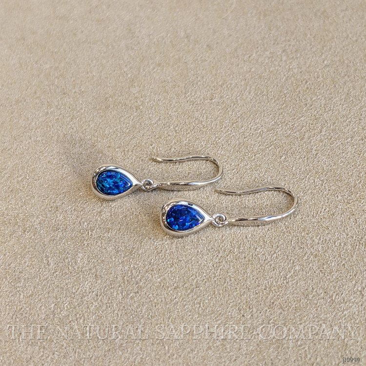 0.47 Ct.Tw. Opal Bezel Earrings, 14K White Gold