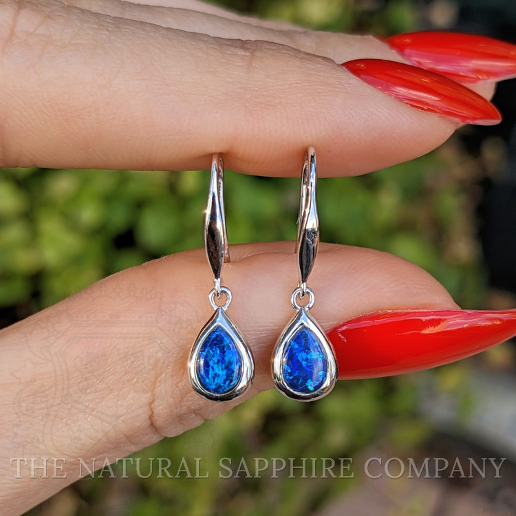 0.47 Ct.Tw. Opal Bezel Earrings, 14K White Gold