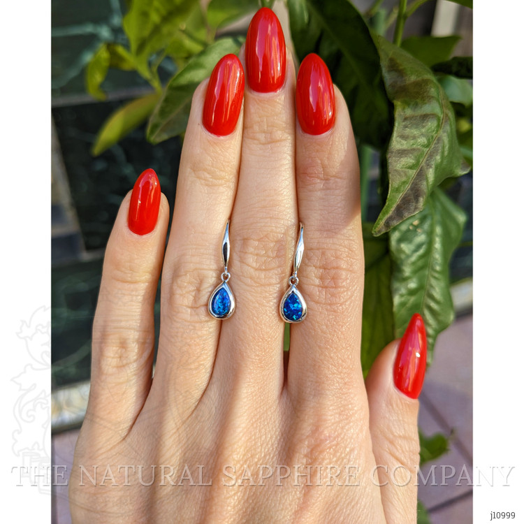 0.47 Ct.Tw. Opal Bezel Earrings, 14K White Gold