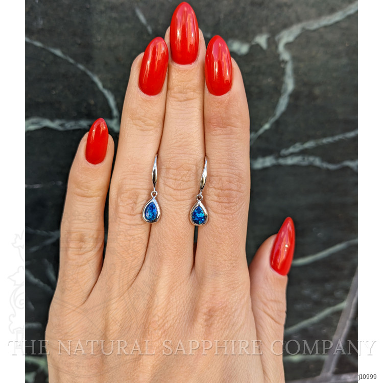 0.47 Ct.Tw. Opal Bezel Earrings, 14K White Gold