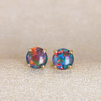 1.45 Ct.Tw. Opal Studs Earrings, 14K Yellow Gold Image