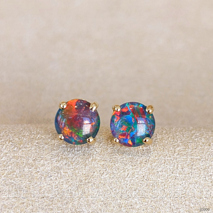 1.45 Ct.Tw. Opal Studs Earrings, 14K Yellow Gold