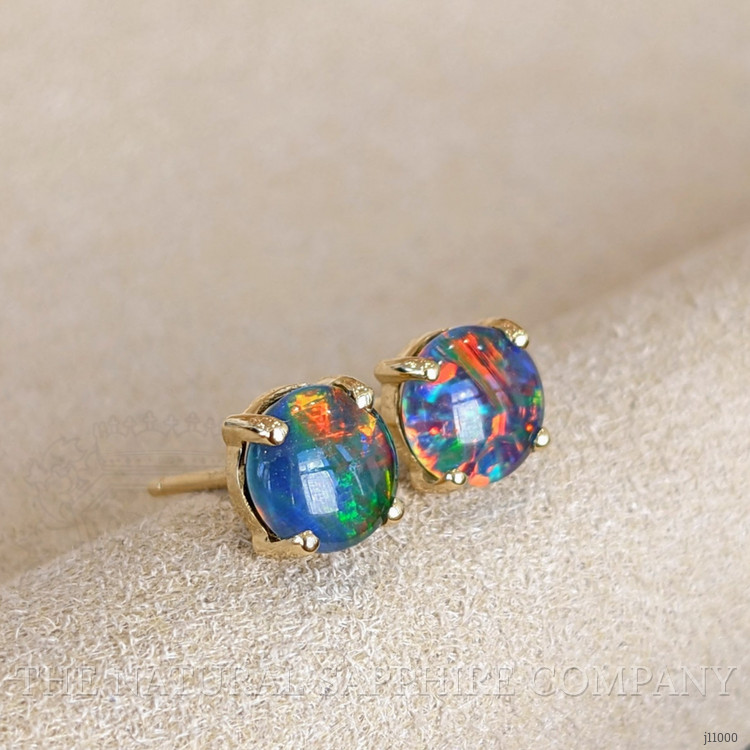 1.45 Ct.Tw. Opal Studs Earrings, 14K Yellow Gold