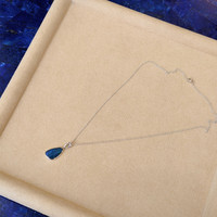 2.77 Ct. Blue Opal Bezel Pendant, 14K White Gold Image