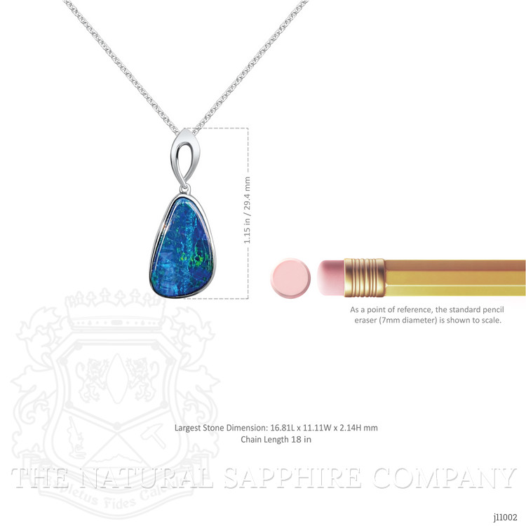 2.77 Ct. Blue Opal Bezel Pendant, 14K White Gold