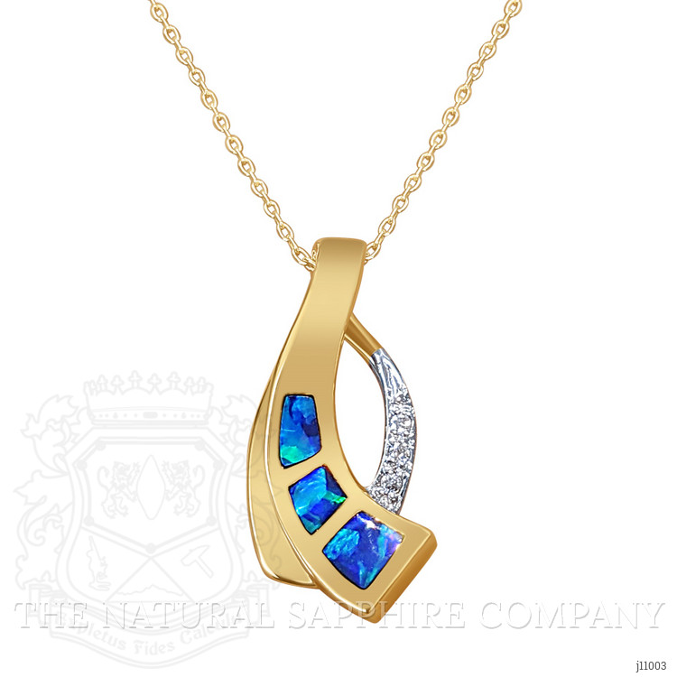 0.21 Ct. Opal Natural Diamond Pave Pendant, 14K White & Yellow