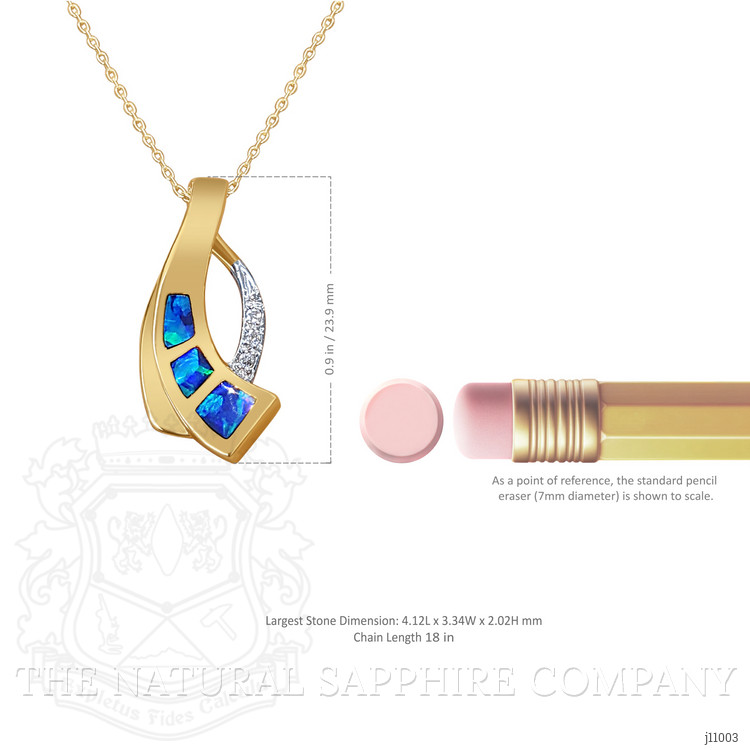 0.21 Ct. Opal Natural Diamond Pave Pendant, 14K White & Yellow