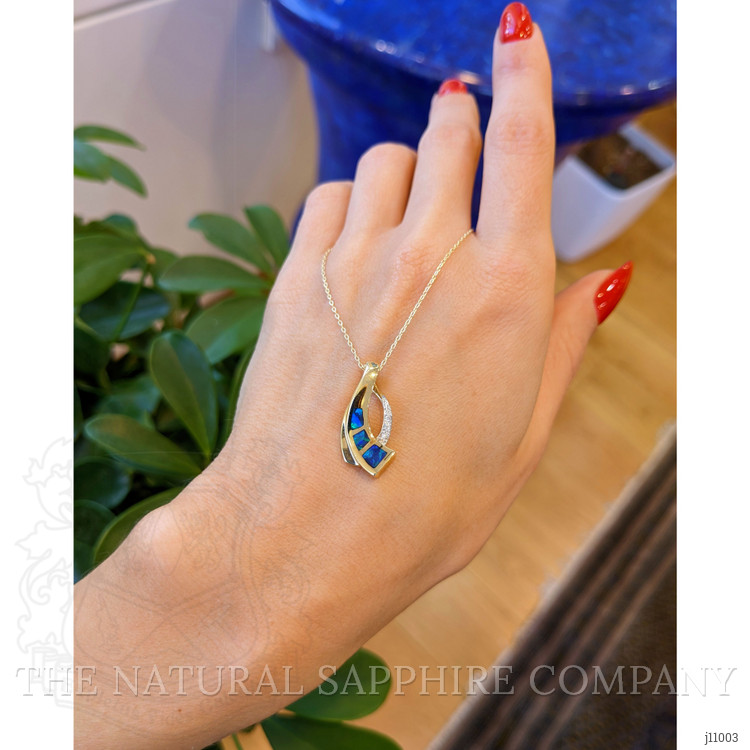 0.21 Ct. Opal Natural Diamond Pave Pendant, 14K White & Yellow