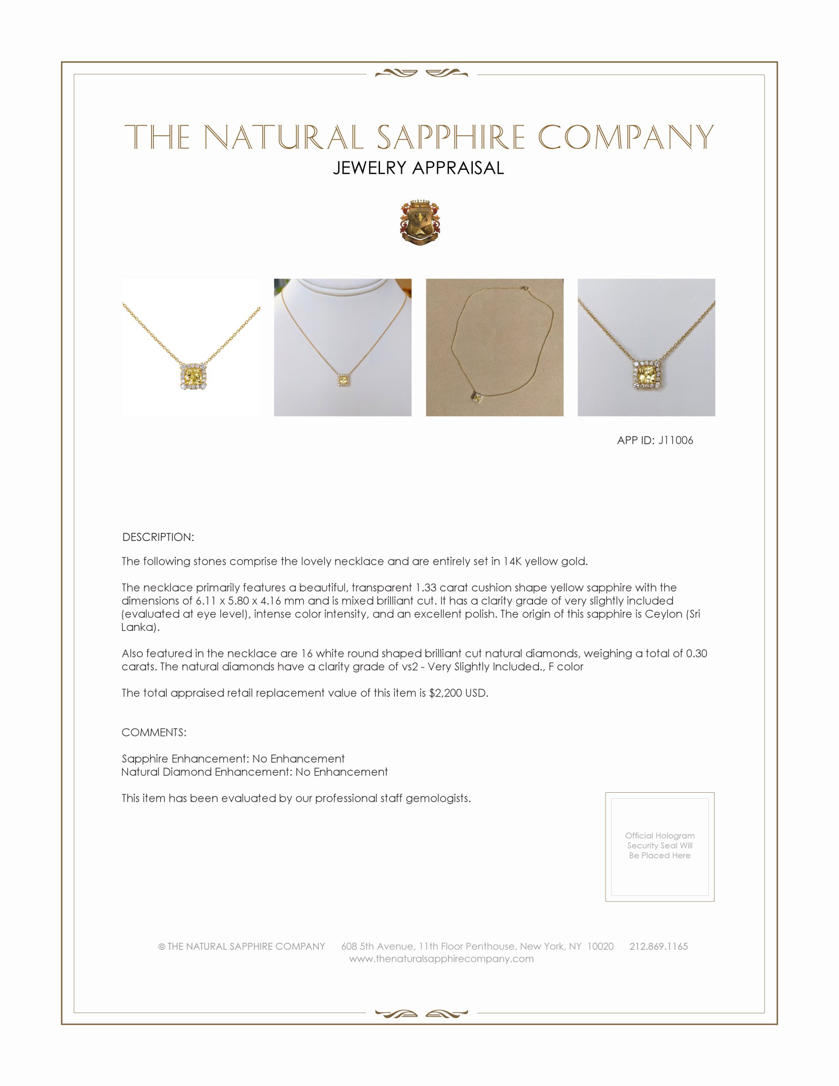 1.33 Ct. Yellow Sapphire and Natural Diamond Pave Necklace, 14K Yellow Gold