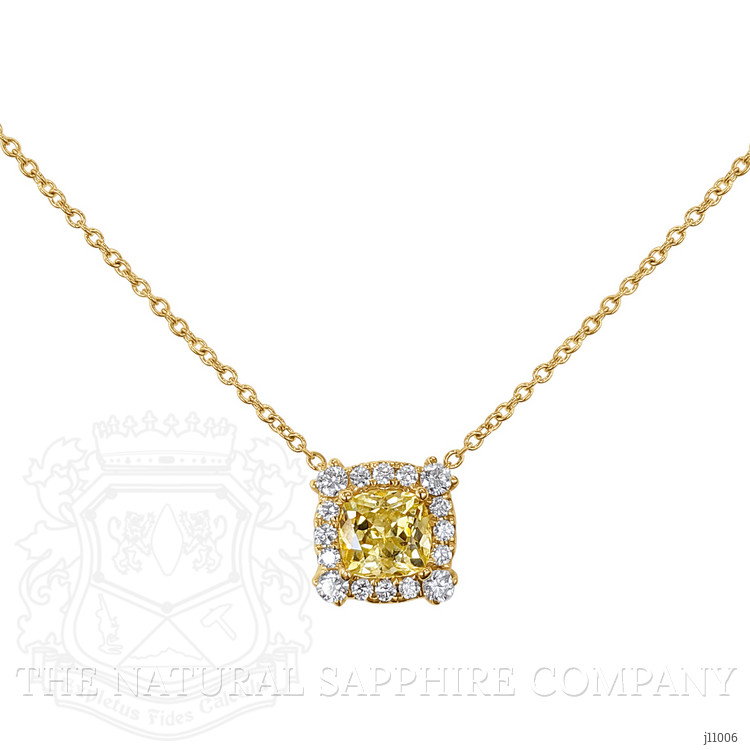 1.33 Ct. Yellow Sapphire and Natural Diamond Pave Necklace, 14K Yellow Gold