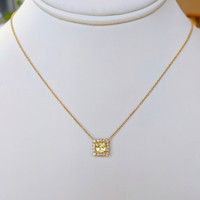 1.33 Ct. Yellow Sapphire and Natural Diamond Pave Necklace, 14K Yellow Gold Image