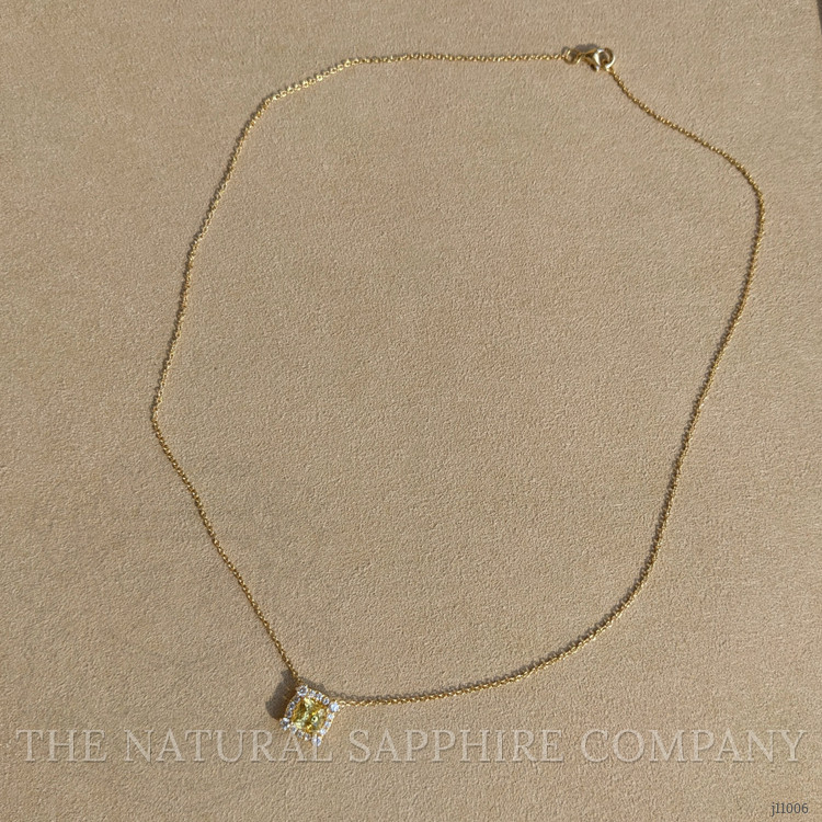1.33 Ct. Yellow Sapphire and Natural Diamond Pave Necklace, 14K Yellow Gold