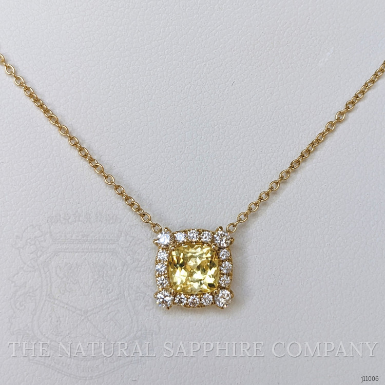 1.33 Ct. Yellow Sapphire and Natural Diamond Pave Necklace, 14K Yellow Gold