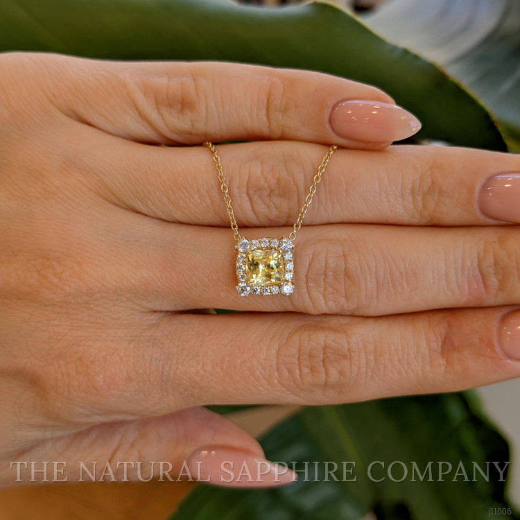 1.33 Ct. Yellow Sapphire and Natural Diamond Pave Necklace, 14K Yellow Gold