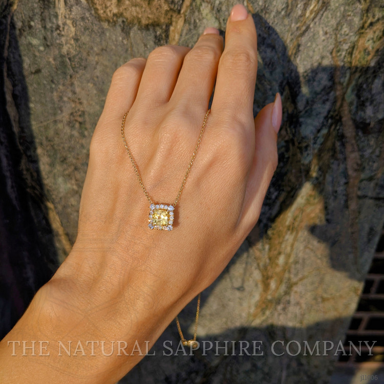 1.33 Ct. Yellow Sapphire and Natural Diamond Pave Necklace, 14K Yellow Gold