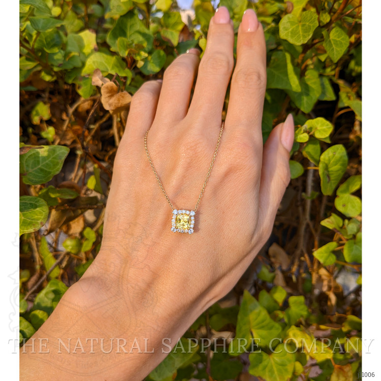 1.33 Ct. Yellow Sapphire and Natural Diamond Pave Necklace, 14K Yellow Gold