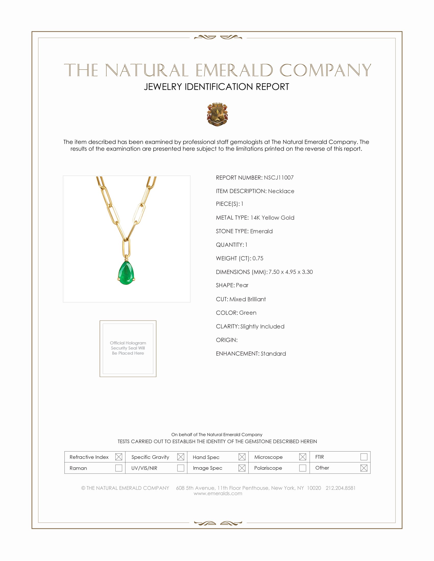 0.75 Ct. Emerald Accent Stones Necklace, 14K Yellow Gold