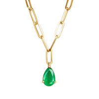 0.75 Ct. Emerald Accent Stones Necklace, 14K Yellow Gold Image
