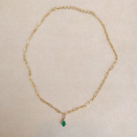 0.75 Ct. Emerald Accent Stones Necklace, 14K Yellow Gold Image